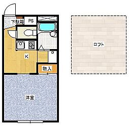グリチネ 1階1Kの間取り