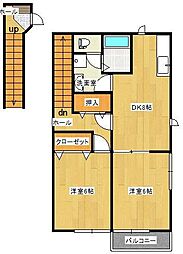 ＴｉａｒａｇｅI 2階2DKの間取り