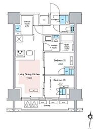 JR総武線 錦糸町駅 徒歩9分の賃貸マンション 7階2LDKの間取り