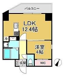 国香通4丁目新築マンション 1LDKの間取図画像