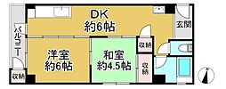 サンハイツ中山手 2DKの間取図画像