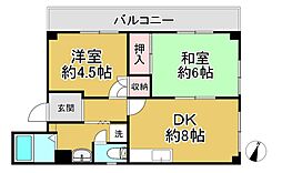 フローラハイツ 2DKの間取図画像