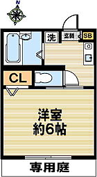 ハイツふじ 1Kの間取図画像