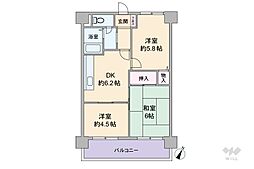 甲南グランドハイム本山 3DKの間取図画像