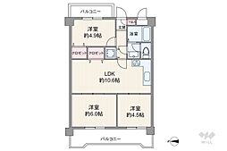 甲南グランドハイム御影 3LDKの間取図画像