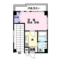 フルーヴ駒形 1Kの間取図画像