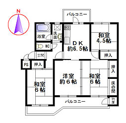 橿原市オレンジマンション1号棟 4DKの間取図画像