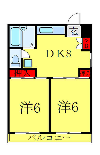 東京都板橋区南町(賃貸マンション2DK・4階・38.07㎡)の写真 その2