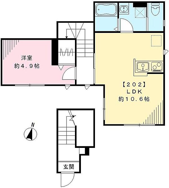 カリグラフィ目白 202｜東京都豊島区目白5丁目(賃貸アパート1LDK・2階・43.07㎡)の写真 その2