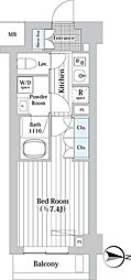 東京メトロ丸ノ内線 西新宿駅 徒歩7分の賃貸マンション 2階1Kの間取り