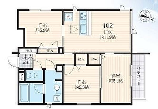 Maison de Girasol(ヒラソル） ｜東京都大田区田園調布１丁目(賃貸マンション3LDK・1階・68.11㎡)の写真 その2