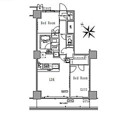 パークアクシス豊洲 17階2LDKの間取り