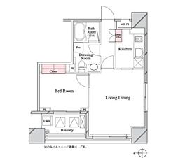 パークキューブ八丁堀 3階1LDKの間取り