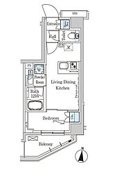 パークアクシス木場キャナル　イースト 2階1LDKの間取り