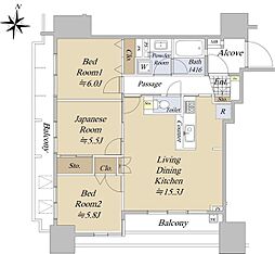 エコヴィレッジ木場 8階3LDKの間取り
