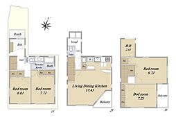 南雪谷2丁目戸建 4LDKの間取り