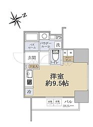 シティハウス中目黒ステーションコート 10階ワンルームの間取り