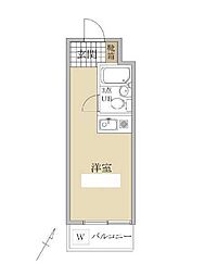 コアクレスト福生 1階ワンルームの間取り