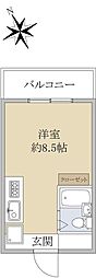 トーシンコーポ谷保 4階ワンルームの間取り