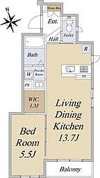 ベラヴィスタ芝 3階1LDKの間取り