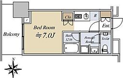 大崎駅西口F南地区市街地再開発 15階ワンルームの間取り