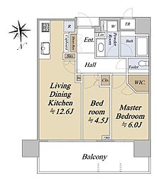 パークコート浜離宮 ザ タワー 36階2LDKの間取り