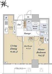 パークタワー西新宿 21階2LDKの間取り