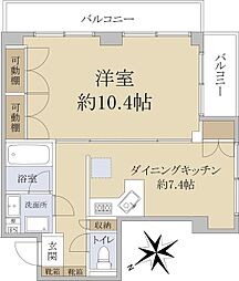 スクエアフリー 3階1DKの間取り