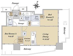 シティタワーズ板橋大山ノースタワー 15階2LDKの間取り