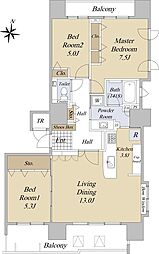 じょうてつアイム北5条 8階3LDKの間取り