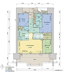 久留米ザ・ミッドタワー 3LDKの間取図画像