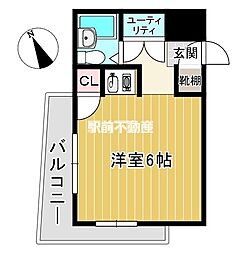 ダイナコート久留米駅前 ワンルームの間取図画像