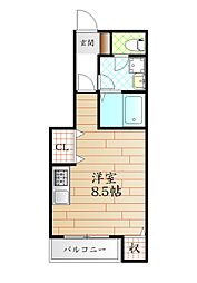 モンシェール国府A ワンルームの間取図画像