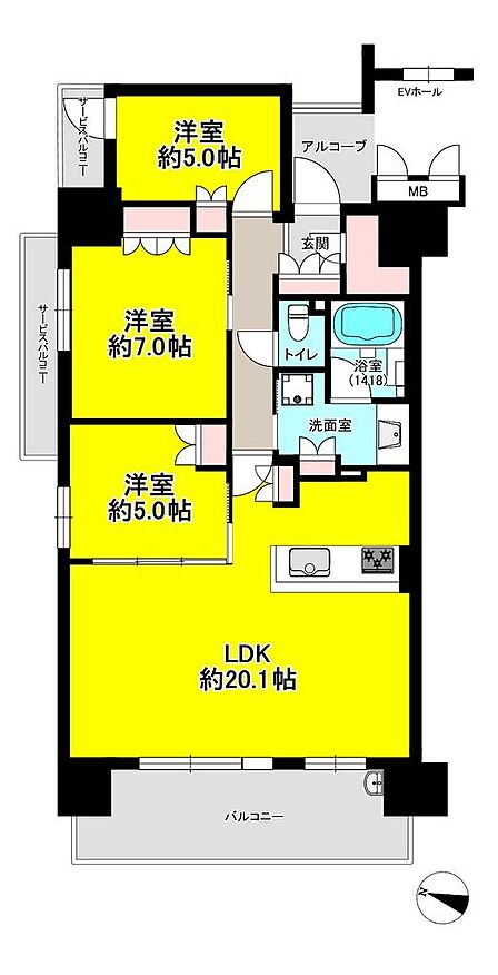3LDK 間取り