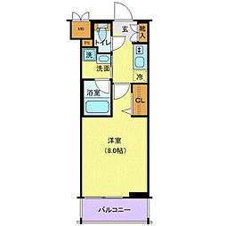 JR山手線 新宿駅 徒歩7分の賃貸マンション 2階1Kの間取り