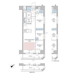 東京メトロ東西線 早稲田駅 徒歩1分の賃貸マンション 2階3LDKの間取り