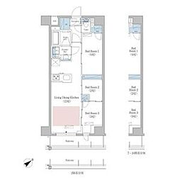 東京メトロ東西線 早稲田駅 徒歩1分の賃貸マンション 10階3LDKの間取り