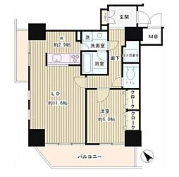 都営三田線 目黒駅 徒歩7分の賃貸マンション 5階1LDKの間取り