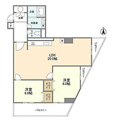 東京メトロ東西線 落合駅 徒歩3分の賃貸マンション 6階2LDKの間取り