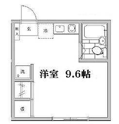 西武新宿線 中井駅 徒歩4分の賃貸アパート 2階ワンルームの間取り
