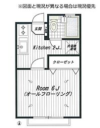 東京メトロ日比谷線 広尾駅 徒歩14分の賃貸アパート 1階1Kの間取り