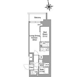 JR総武線 東中野駅 徒歩9分の賃貸マンション 3階1LDKの間取り