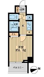 東京メトロ東西線 早稲田駅 徒歩7分の賃貸マンション 7階1Kの間取り