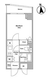 東京メトロ有楽町線 江戸川橋駅 徒歩4分の賃貸マンション 4階1Kの間取り