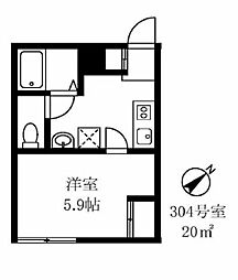 早稲田鶴巻IMAハウス 1Kの間取図画像