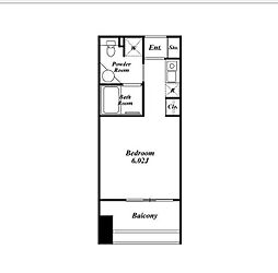 東京メトロ日比谷線 神谷町駅 徒歩3分の賃貸マンション 5階ワンルームの間取り