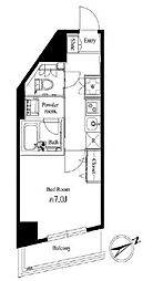 都営大江戸線 牛込柳町駅 徒歩2分の賃貸マンション 4階1Kの間取り
