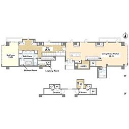 東京メトロ南北線 目黒駅 徒歩7分の賃貸マンション 2階1LDKの間取り