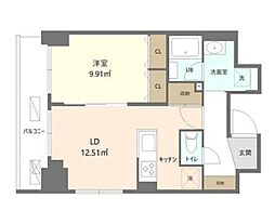 東京メトロ東西線 早稲田駅 徒歩3分の賃貸マンション 5階1LDKの間取り