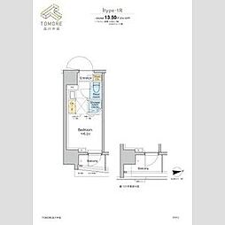 都営浅草線 中延駅 徒歩1分の賃貸マンション 5階ワンルームの間取り